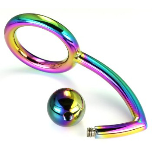 BQS - Penisring med Analkule, Regnbue BQS - Penisring med Analkule, Regnbue