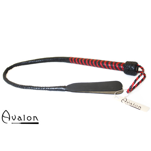 Avalon - DRAKE - Kort Bullwhip med Dobbel Snert - Svart og Rød