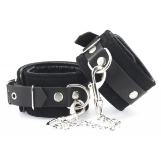 Rimba - Håndcuffs i lær, Sort - Semsket lær