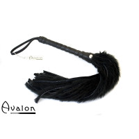 Avalon - GRIFFIN - Flogger med Lær og Pels, Svart 