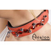 Avalon - DEFIANCE - Collar med Spisse Nagler og Røde Stener - Rødt og Svart Avalon - DEFIANCE - Collar med Spisse Nagler og Røde Stener - Rødt og Svart