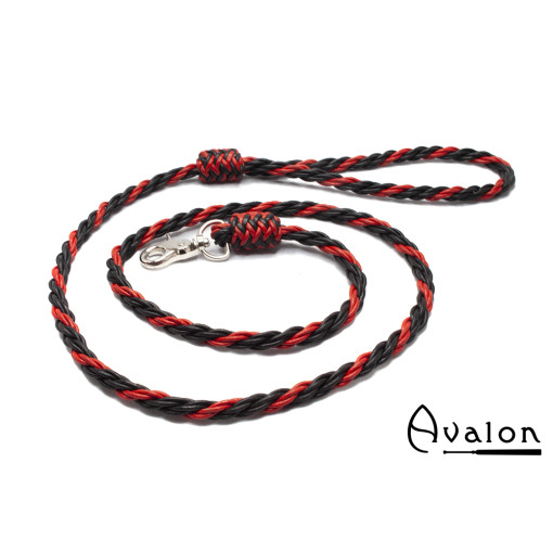 Avalon - KILGHARRAH - Lærlenke med Lærhåndtak - Sort/Rød