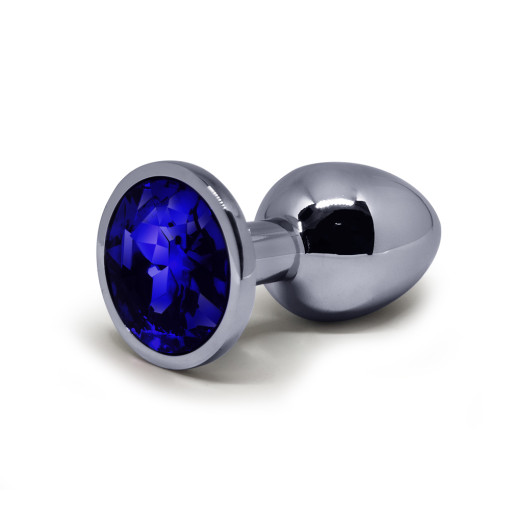 BQS - Buttplug i metall med Krystall - Blå - Small BQS - Buttplug i metall med Krystall - Blå - Small