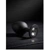 BQS - Sort Silikonbuttplug med Krystall - Klar - Medium BQS - Sort Silikonbuttplug med Krystall - Klar - Medium