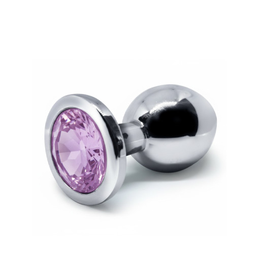 BQS - Buttplug i metall med Krystall - Lilla - Medium BQS - Buttplug i metall med Krystall - Lilla - Medium