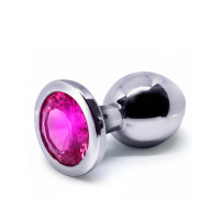 BQS - Buttplug i metall med Krystall - Knæsj Rosa - Medium