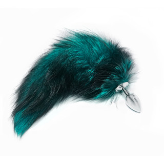 BQS - Buttplug med Sort og Blå Hale - Small