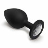 BQS - Sort Silikonbuttplug med Krystall - Klar - Medium BQS - Sort Silikonbuttplug med Krystall - Klar - Medium