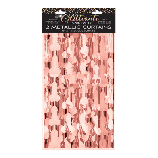 LITTLE GENIE  - Glitterati Peniser i folie forheng - Rosegull - 2 pk