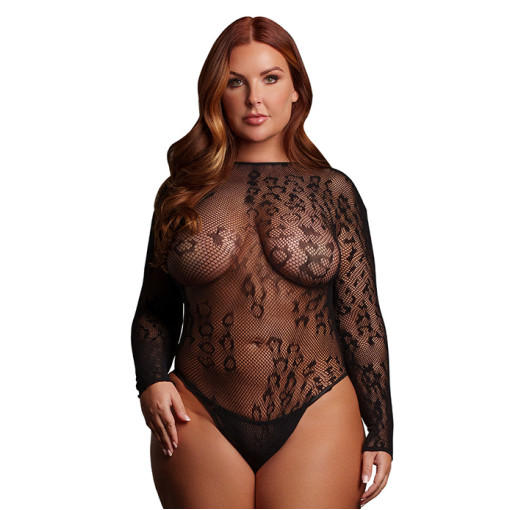 Le Désir – Leopardmønstret body med åpent skritt - Queen Size