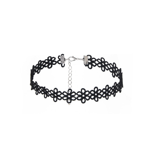 Gnist - Choker med Blomsterdetaljer - 05 - Sort