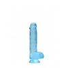 Realrock – Crystal Clear – Realistisk Dildo med Pung – Blå - 15 cm Realrock – Crystal Clear – Realistisk Dildo med Pung – Blå - 15 cm