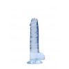Realrock – Crystal Clear – Realistisk Dildo med Pung – Blå - 17 cm