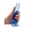 Realrock – Crystal Clear – Realistisk Dildo med Pung – Blå - 17 cm