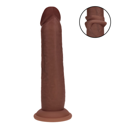 Realrock - Dual density sliding skin - Dildo i silikon - 8"/21cm - Brun Realrock - Dual density sliding skin - Dildo i silikon - 8"/21cm - Brun