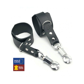 Red Leather - Lær Suspension Cuffs med Antipanikklås