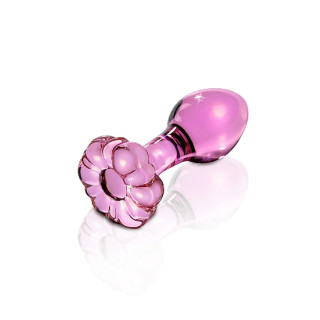 ICICLES No.48 - Rosa Buttplug av Glass med Blomst
