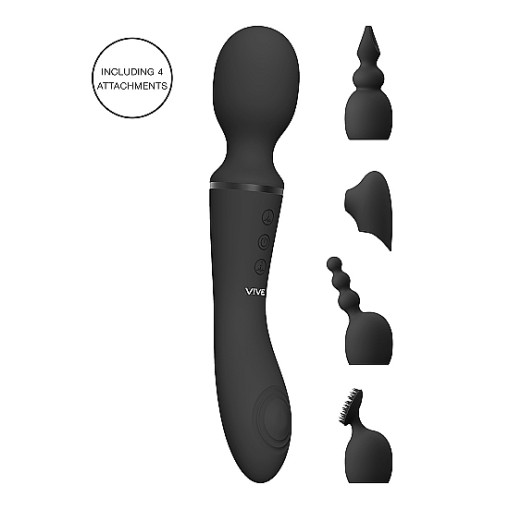 VIVE - Nami - Massasjestav med vibrering og trykkbølger + flere hoder - Sort VIVE - Nami - Massasjestav med vibrering og trykkbølger + flere hoder - Sort