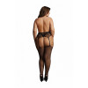 Le Desir - Nettingstrømper med strømpeholder med blondemønster - Sort - Queen size 2XL-5XL