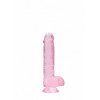 Realrock – Crystal Clear – Realistisk Dildo med Pung – Rosa - 15 cm