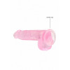 Realrock – Crystal Clear – Realistisk Dildo med Pung – Rosa - 15 cm
