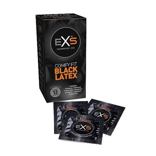 EXS - Black Latex - 12 pk kondomer - Sort  