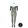 Le Desir - Sexy Catsuit med netting og blomstermønster - Queen Size 2XL-5XL - Grønn 