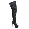 Erogance - Lårhøye Boots - D3063 - Sort