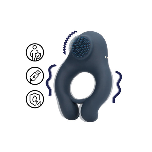 Loveline - Penisring med klitorisvibrator - Blå 
