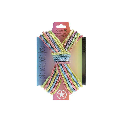 Ouch! Bondagetau - 10 meter - 6mm - Pastell regnbue