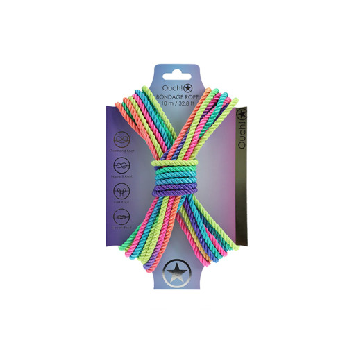 Ouch! Bondagetau - 10 meter - 6mm - Multicolor 2 Sterke farger