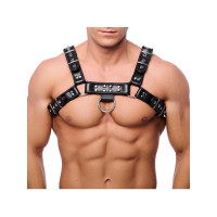 Red Leather - Harness i lær - Sort L/XL