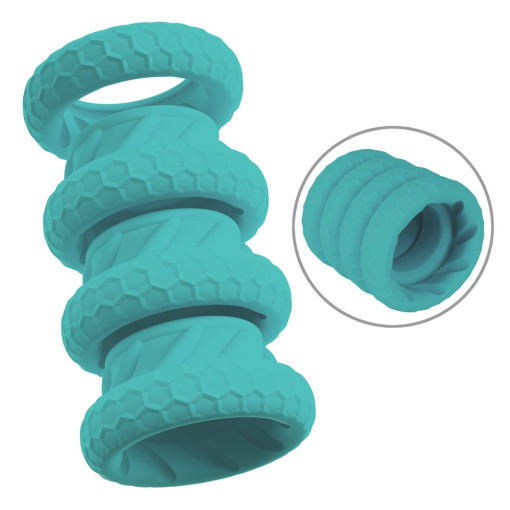 You2Toys - 3 in 1 Cock & Ball Ring Sett med Bumperfunksjon - Turkis