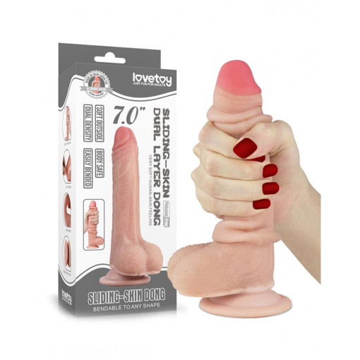 Lovetoy - 7" Sliding Skin Dildo - Lys Hudfarge Lovetoy - 7" Sliding Skin Dildo - Lys Hudfarge